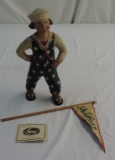 Original Carving By Leo Smith Of Patriotic Boy With Flag