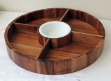 Teak Wood Divided Round Tray