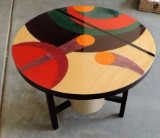 Signed Modern Design Inlaid Round Table