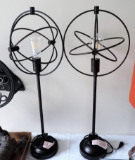 Pair Of Black Spherical Table Lamps