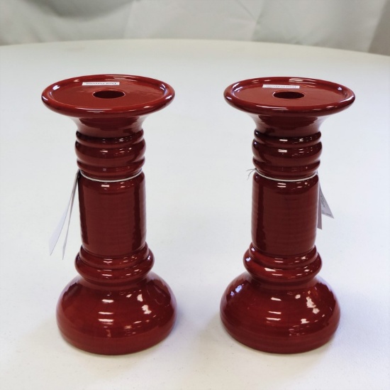 Pair of Sonoma Red Candle Holders