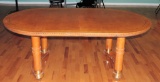 Oak and Brass Dining Room Table