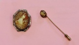 Antique Cameo and Stick Pin