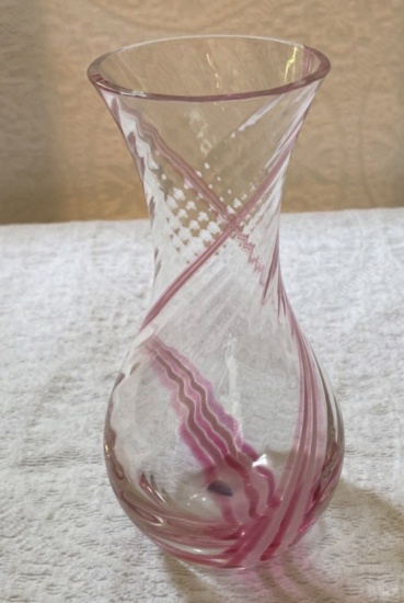 Caithness Scotland Pink Swirl Vase