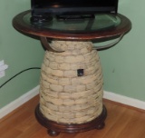 Neat Beehive Table with Glass Top