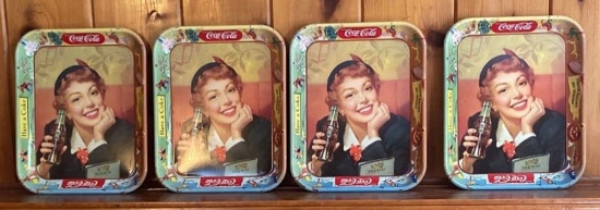 Lot of 4 Vintage Coca-Cola Trays