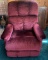 Burgundy Velour Rocker Recliner