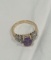 14kt. Gold Amethyst and Diamond Chip Ring