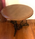 Round Wrought Iron and Wood Table