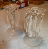 Set of Glass Prisims Candle Holders