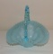 Fenton Blue Glass Ruffled Edge  Basket