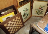 Lot of Picture Frames and Handmade Checker Board