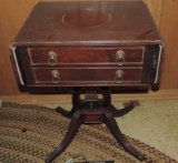 Antique Dropleaf Two-Drawer Side Table