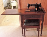 Singer Sewing Machine In Cabinet