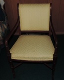 Mahogany Yellow-Upholstered Armchair