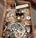 Tray Lot Vintage Costume Jewelry & More