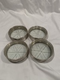 Lot of (8) Sterling-Silver and Etched-Glass Coasters