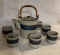 Hand-Crafted Otagri Original Stoneware “Horizon” Pattern Japanese Tea Set