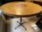 Two-Toned Round Metal-Base Pedestal Table