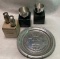 Pewter Lot with Cups, Plate and Salt & Pepper Shakers