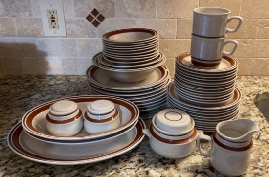 Set of Contemporary Chateau Hand-Painted Stoneware & Tienshan Stoneware