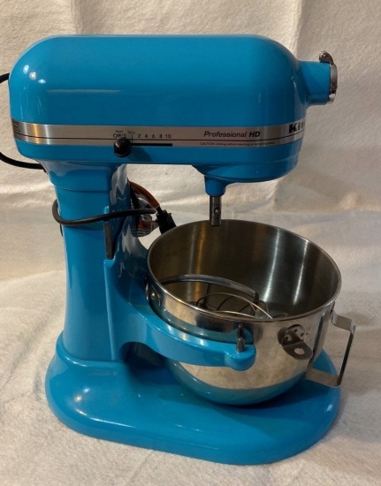 Teal KitchenAid Professional HD Mixer and Accessories