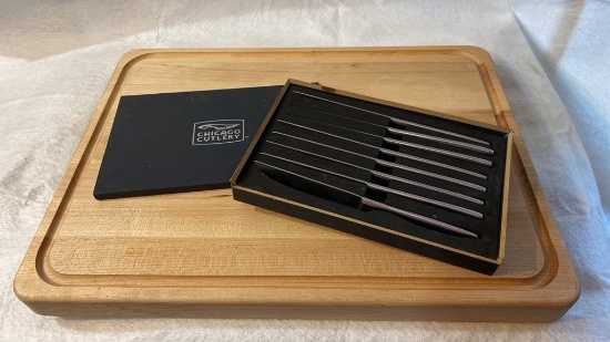 Never Used Cutting Board and Knife Set