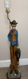 Large Plaster Cowboy with Saddle Floor Lamp