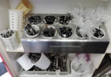 Flatware In Stainless Steel Holding Bin With Cups