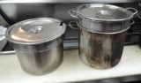 Lot Of 2 Stainless Steel Double Boiler & Pot