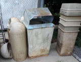 10 Fiberglass Trash cans & 1 Vintage Metal Can From Original Restaurant