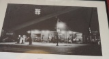Black & White Hollars Service Station & Taxi Print In Frame