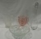 Pink Depression Glass Pitcher & Other Crystal Glassware