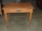 Antique Oak Base Single Drawer Table With Cherry Top