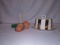 Gold & White Porcelain Cake Holder With Lid Plus More