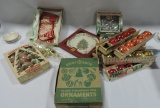 Tray Lot Vintage Shinny Bright Glass Ornaments & More