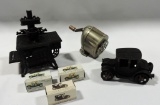 Queen Cast Iron Toy Stove & Car, Old School Pencil Sharpener & Mini Cars