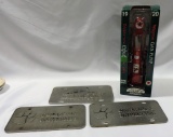 3 Clemson Pewter License Plates & New In Box Gas Pump Bank