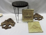 Retro Metal Fern Stand & Designer Wall Plaques