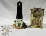 Lefton Tybee Island Light House Lamp & Hermle Germany Anniversary Clock