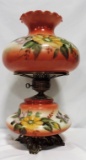 Vintage Hand Painted Floral Decorated Gone With The Wind Lamp