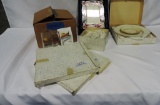 Five-Pieces Franciscan Somerset China In Boxes, Smithsonian Collection Frame In Box & New Glass Mugs