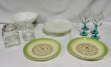 Milk Glass, 1975 Zodiac Plates, Stemware & Jars