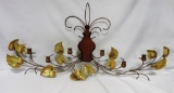 Brass, Wood & Metal Wall Hanging Candleholder