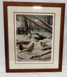 2001 Miller Brewing Co. Limited Edition Signed Pheasants In Snow Print By Russ Duerkson Framed