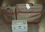 2 Pc Canvas Samsonite Luggage Set & Vintage Vanity Case