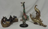 Brass & Resin Bird Figurines & Giraffe