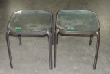 Pair Of 2 Glass Top Patio Side Tables