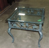 Oxidized Metal Glass Top End Table