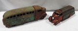 Antique Wyandotte Coast To Coast Bus Line Pressed Steel Bus & Marx Pressed Steel Tanker Truck